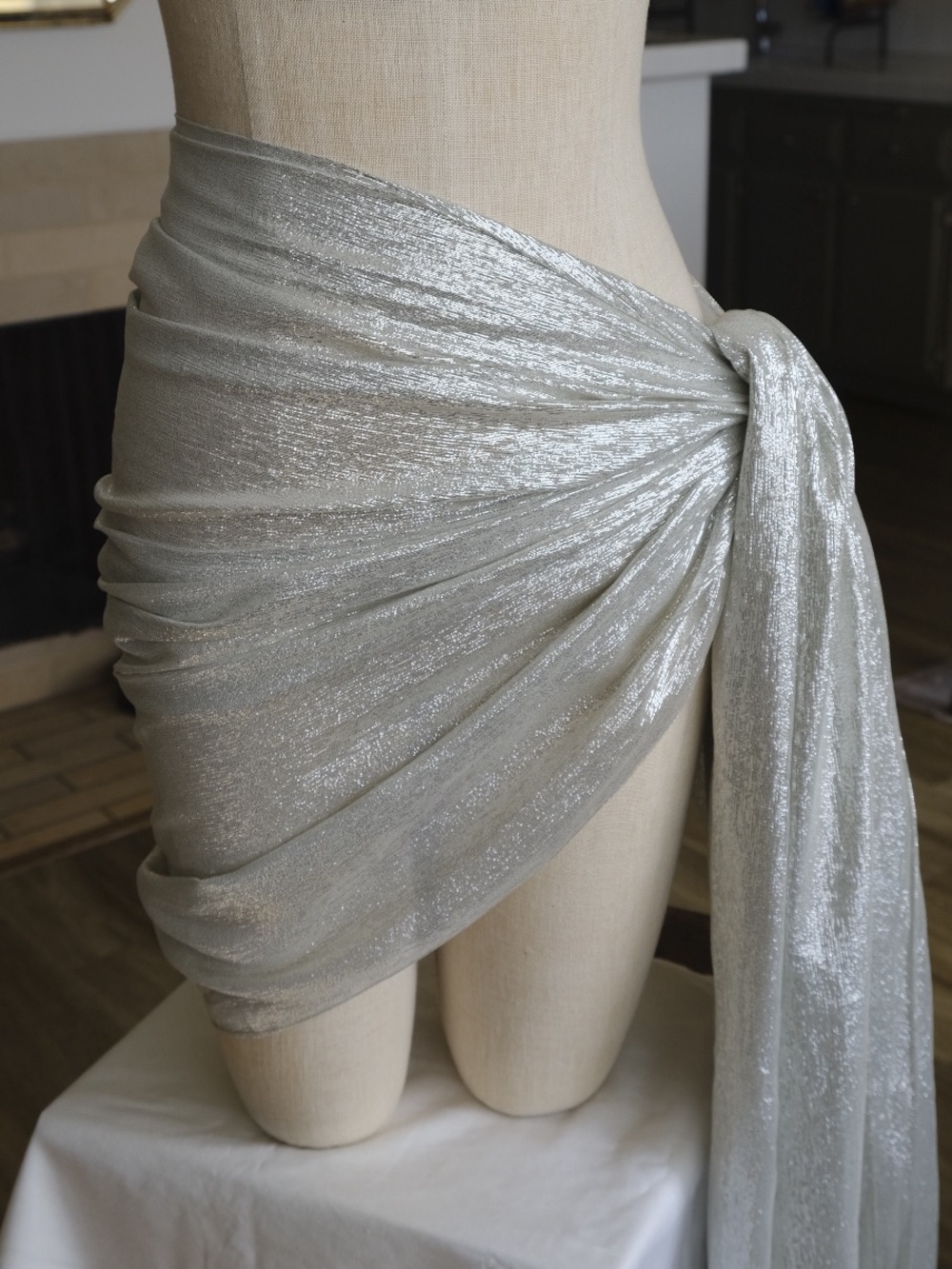 silver metallic long scarf
